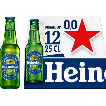 Foto van Heineken premium pilsener 0.0 bier draaidop fles 12 x 25cl bij jumbo