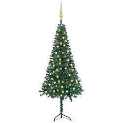 Foto van Vidaxl kunstkerstboom met led's en kerstballen hoek 240 cm pvc groen