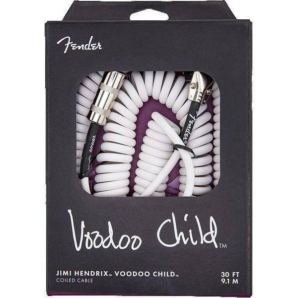 Foto van Fender jimi hendrix voodoo child coiled cable white 9.1 m