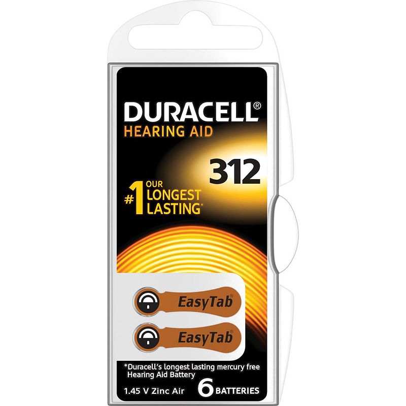 Foto van Duracell hoortoestelbatterijen da312, blister van 6 stuks 10 stuks