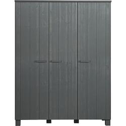 Foto van Dennis 3-deurs kast grenen steel grey geborsteld