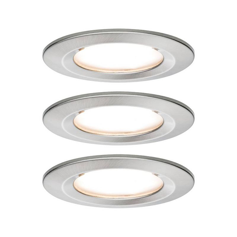 Foto van Paulmann nova inbouwlamp voor badkamer set van 3 stuks led led 18 w ip44 ijzer (geborsteld)