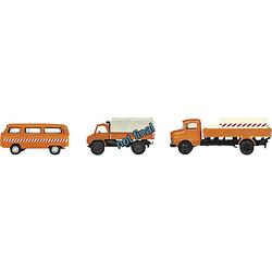 Foto van Schuco 452655600 h0 volkswagen, mercedes benz set van 3 wagens gemeentewerken, vw t2, unimog 404, mercedes-benz lg 322