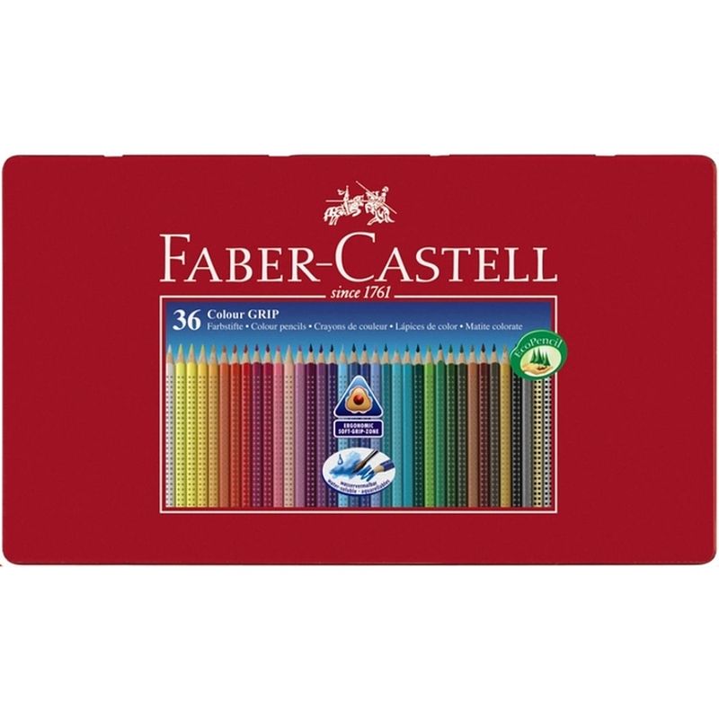 Foto van Kleurpotlood faber-castell grip metalen etui a 36 stuks