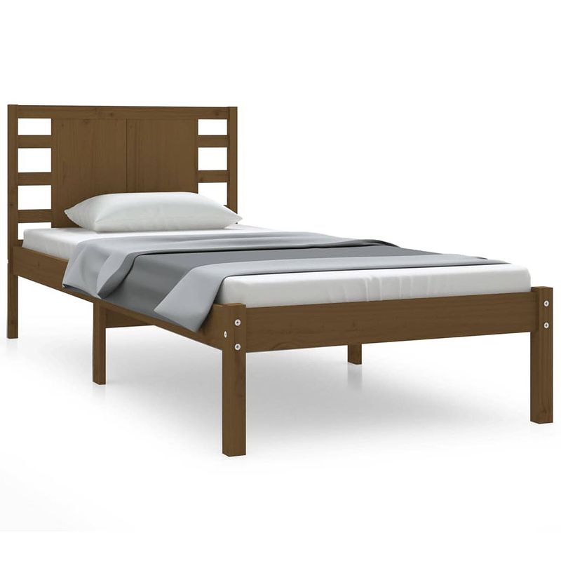 Foto van Vidaxl bedframe massief grenenhout honingbruin 100x200 cm