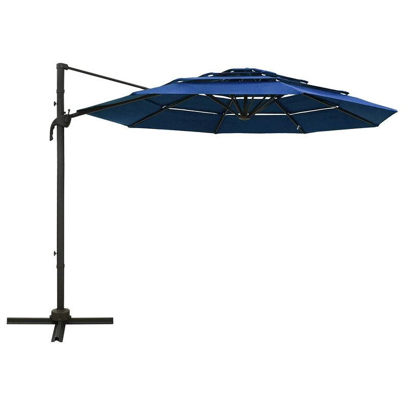 Foto van The living store parasol vierkant - 300x300x247 cm - azuurblauw - uv-beschermend polyester