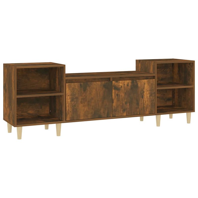 Foto van The living store tv-meubel gerookt eiken - 160 x 35 x 55 cm - bewerkt hout - stijlvol design