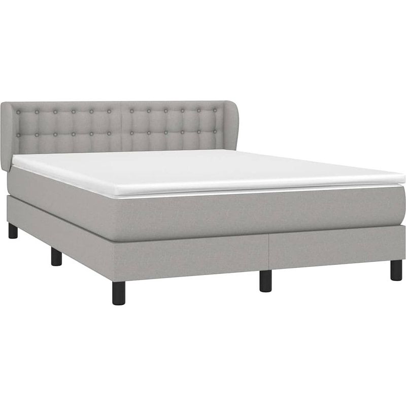 Foto van The living store boxspringbed - naam - bed - 193x147x78/88 cm - lichtgrijs