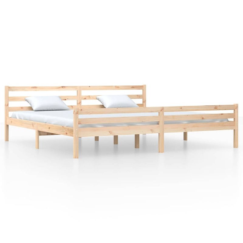 Foto van The living store houten bedframe - moderne slaapkamer - 205.5 x 205.5 x 69.5 cm - massief grenenhout - montage vereist