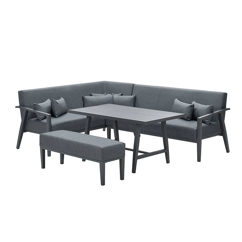 Foto van Garden impressions san eve lounge dining set 4-delig rechts - donker grijs