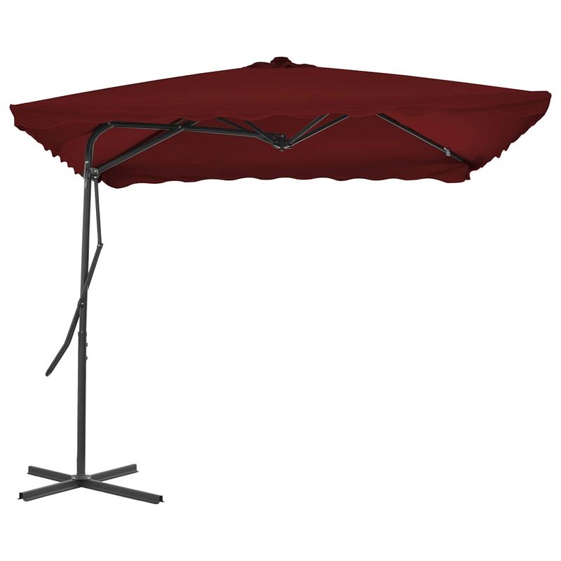 Foto van The living store parasol - bordeauxrood - polyester - 250 x 250 x 230 cm - 360 graden draaibaar