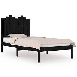 Foto van The living store bedframe massief grenenhout zwart 100x200 cm - bed