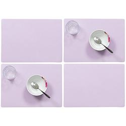 Foto van Set van 4x stuks stevige luxe tafel placemats plain lila paars 30 x 43 cm - placemats