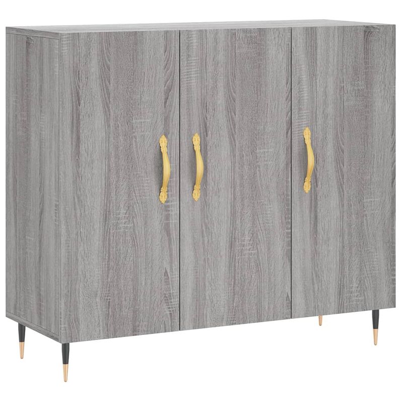 Foto van Vidaxl dressoir 90x34x80 cm bewerkt hout grijs sonoma eikenkleurig