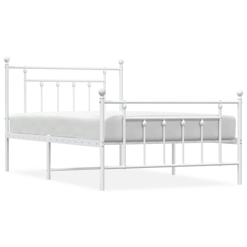 Foto van The living store klassiek bedframe - wit - 207 x 105 x 97 cm - robuuste metalen constructie