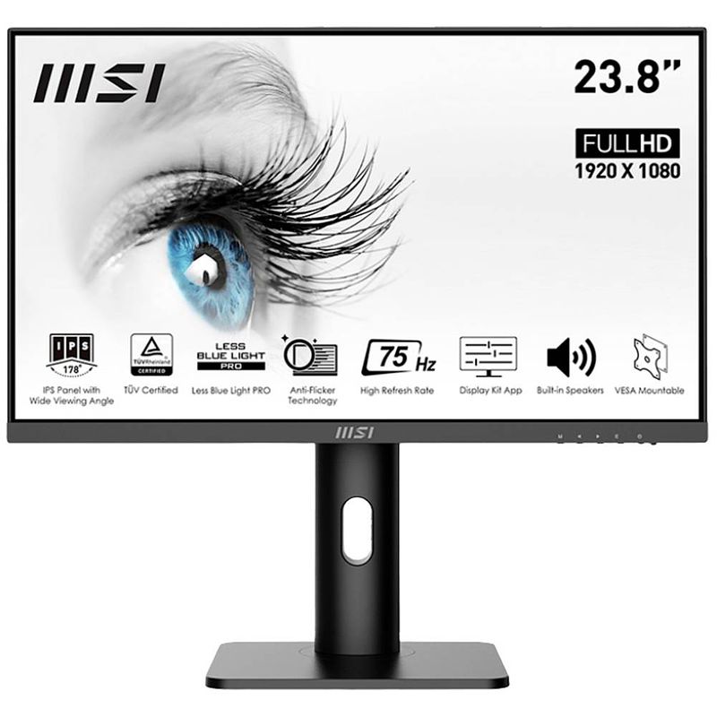 Foto van Msi pro mp243pde led-monitor 60.5 cm (23.8 inch) energielabel e (a - g) 1920 x 1080 pixel full hd 5 ms displayport, hdmi, hoofdtelefoon (3.5 mm jackplug) ips