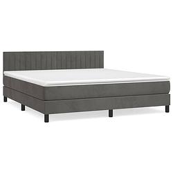 Foto van The living store boxspring met matras fluweel donkergrijs 160x200 cm - bed