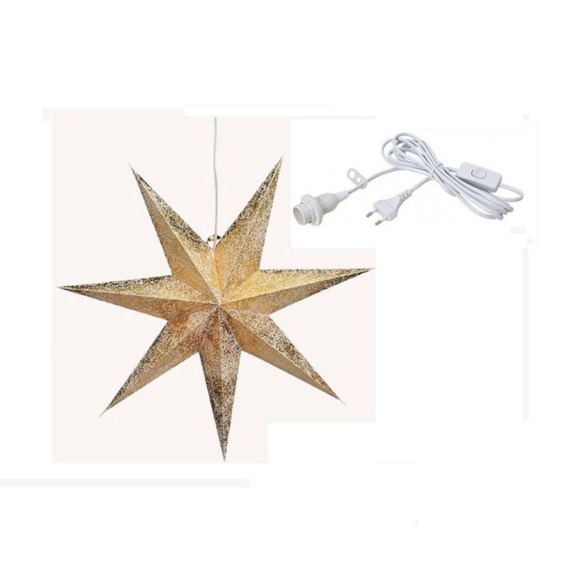 Foto van Kerstversiering gouden kerststerren 60 cm inclusief lichtkabel - kerststerren