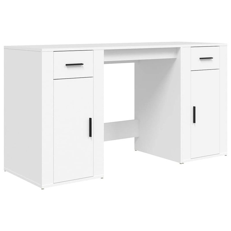 Foto van The living store bureau met kast - 100 x 49 x 75 cm - wit - duurzaam bewerkt hout - voldoende opbergruimte -