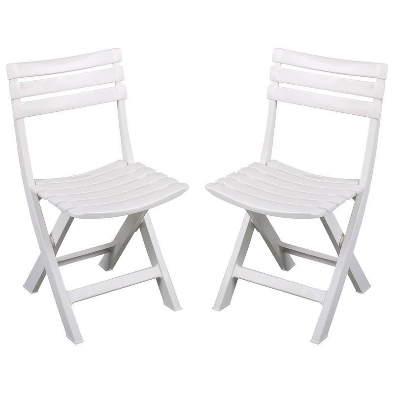 Foto van Sunnydays klapstoel voor buiten/binnen - 2x - wit - 41 x 79 cm - stevig kunststof - bijzet stoelen - klapstoelen