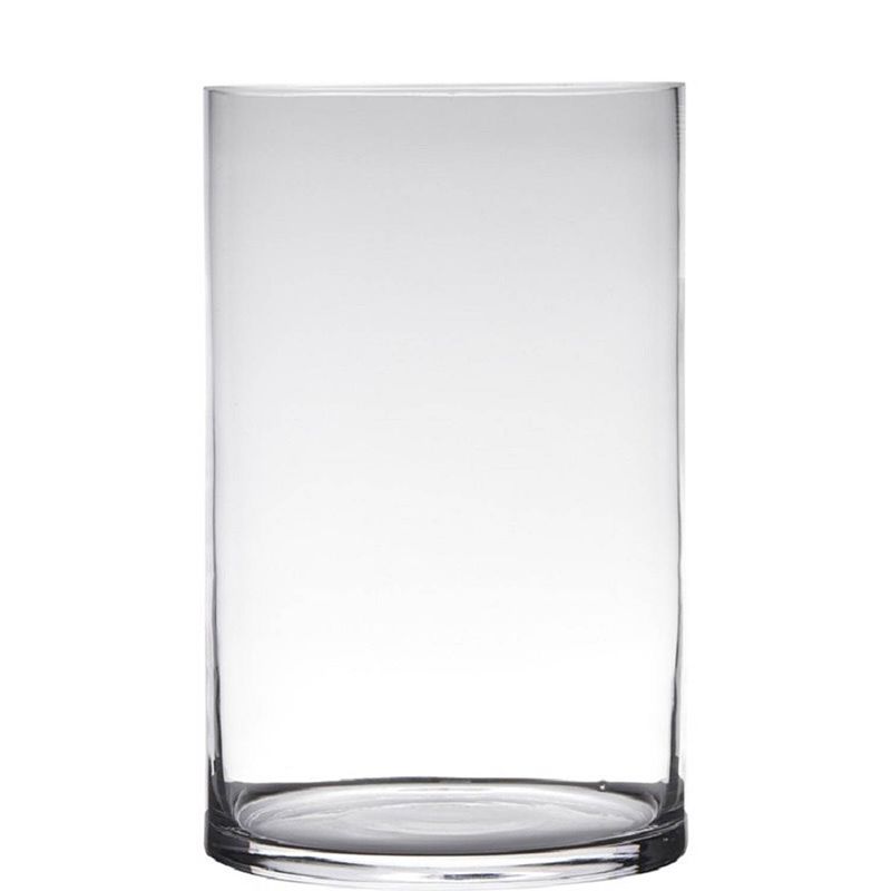 Foto van Transparante home-basics cilinder vorm vaas/vazen van glas 40 x 19 cm - vazen
