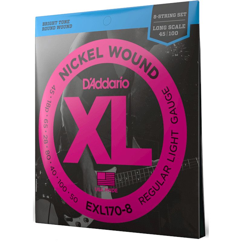 Foto van D'saddario exl170-8 nickel wound light 45-100 snaren voor 8-snarige bas