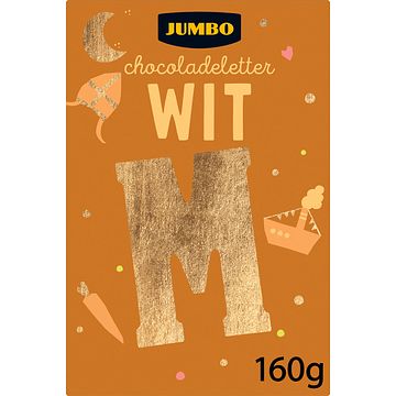 Foto van Jumbo chocoladeletter wit m 160g aanbieding bij jumbo | 2 voor 4.50