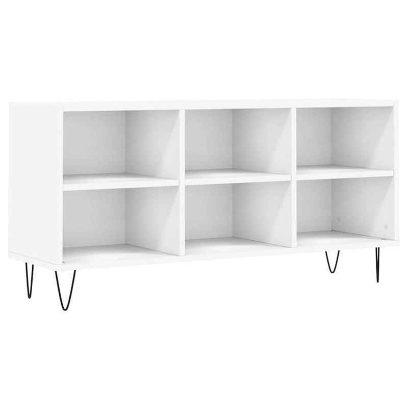 Foto van The living store tv-meubel tv-kast - 103.5 x 30 x 50 cm - wit - bewerkt hout en ijzer