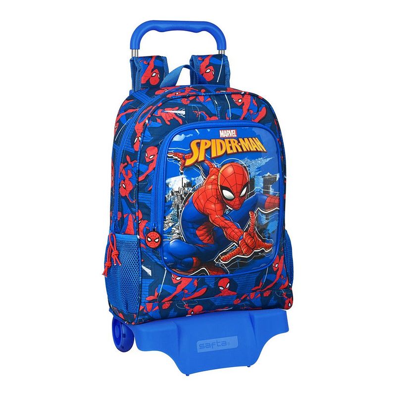 Foto van Schoolrugzak met wielen spiderman great power rood blauw (32 x 42 x 14 cm)