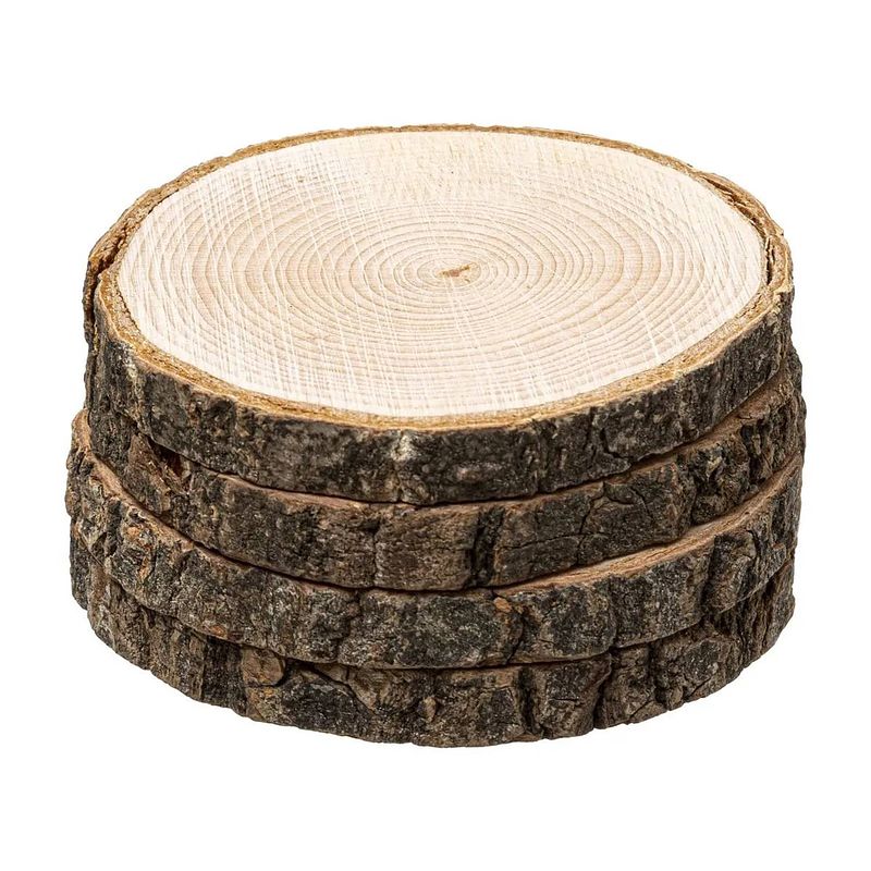 Foto van Set van 8x ronde onderzetters voor glazen d10 cm hout - glazenonderzetters