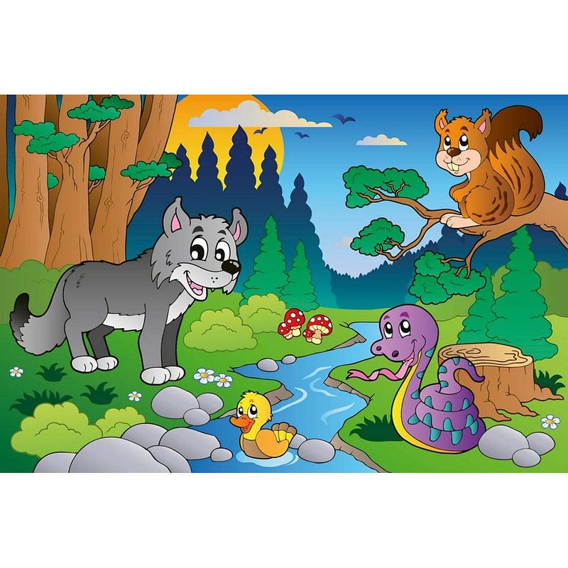 Foto van Dimex forest animals vlies fotobehang 375x250cm 5-banen