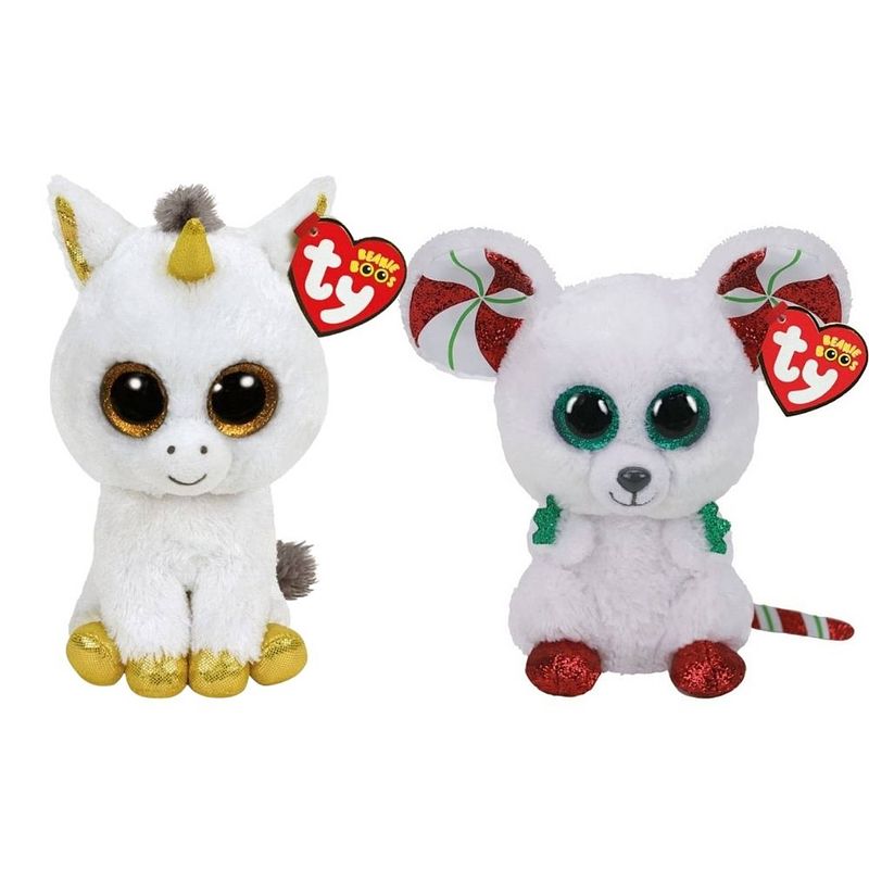 Foto van Ty - knuffel - beanie boo's - pegasus unicorn & christmas mouse