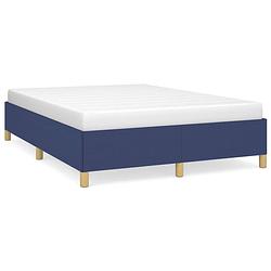 Foto van The living store bedframe - blauw - 203 x 143 x 35 cm - multiplex lattenbodem