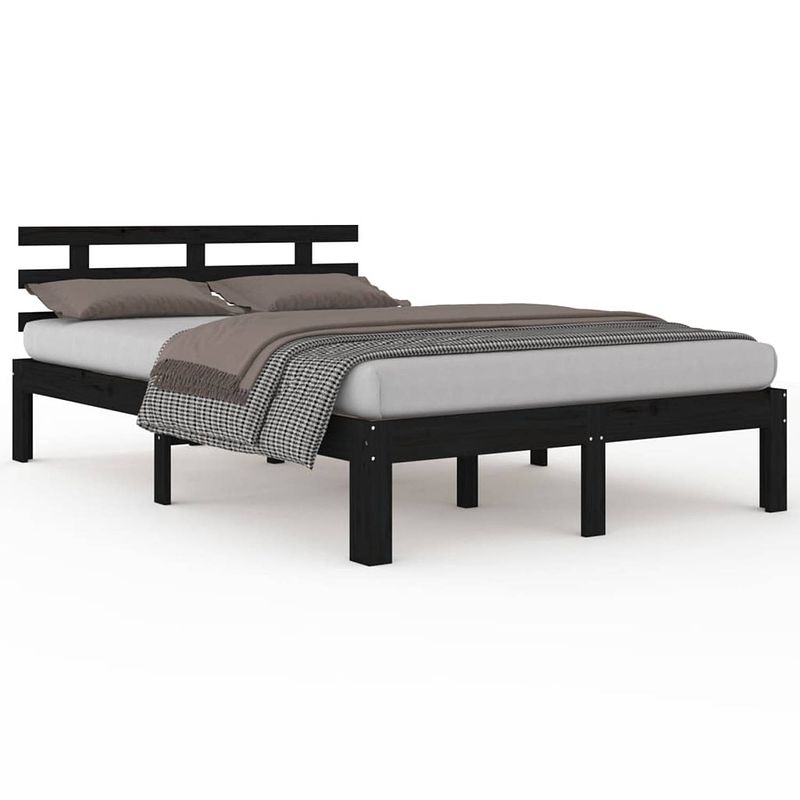 Foto van Vidaxl bedframe massief hout zwart 160x200 cm