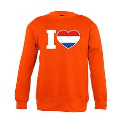 Foto van Oranje i love holland sweater kinderen - oranje koningsdag/ supporter kleding 3-4 jaar (98/104)