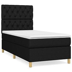 Foto van The living store boxspringbed - elegance - zwart - 203x83x118/128 cm - pocketvering matras - middelharde ondersteuning