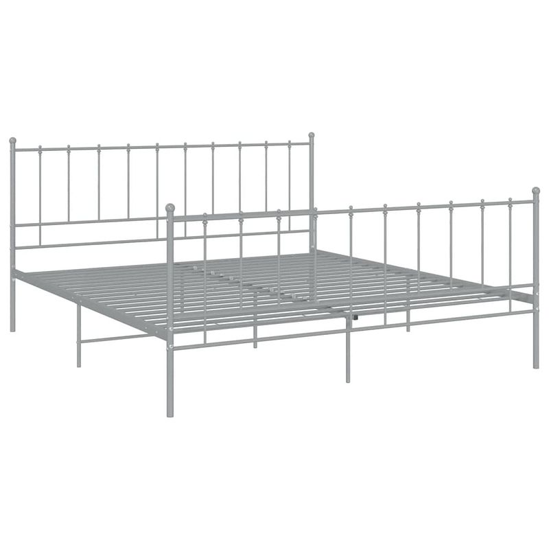 Foto van The living store bedframe - tweepersoons - metaal - grijs - 206 x 145 x 99 cm - geschikt voor 140 x 200 cm matras -