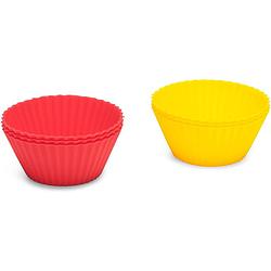 Foto van Patisse bakvorm cupcake 14 x 4 cm siliconen rood/geel 6-delig