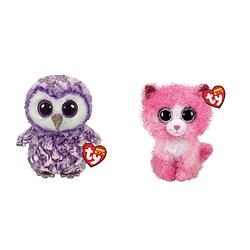 Foto van Ty - knuffel - beanie boo's - moonlight owl & reagan cat