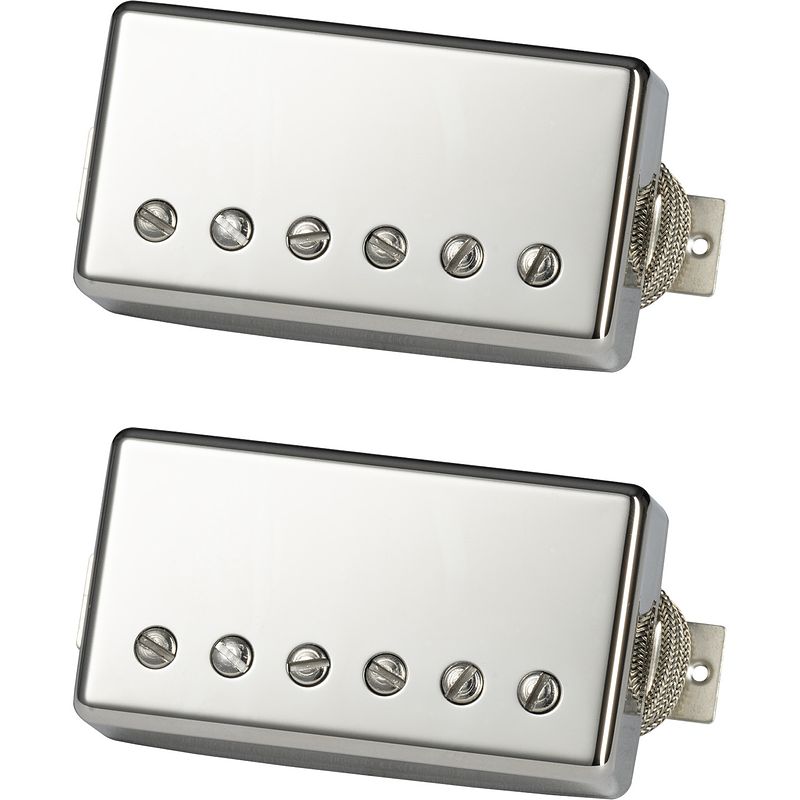 Foto van Gibson greenybucker set double black nickel cover set van 2 humbucker elementen