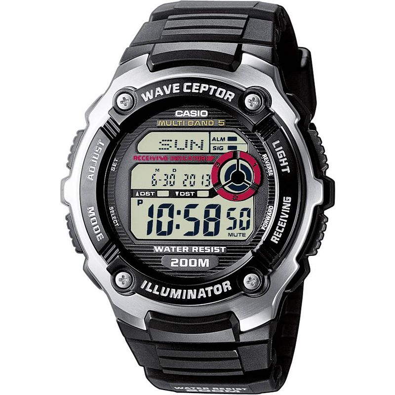 Foto van Casio zendergestuurd horloge wv-200e-1avef (l x b x h) 52.2 x 47.7 x 15.2 mm zilver materiaal (behuizing): rvs, hars materiaal (armband): hars