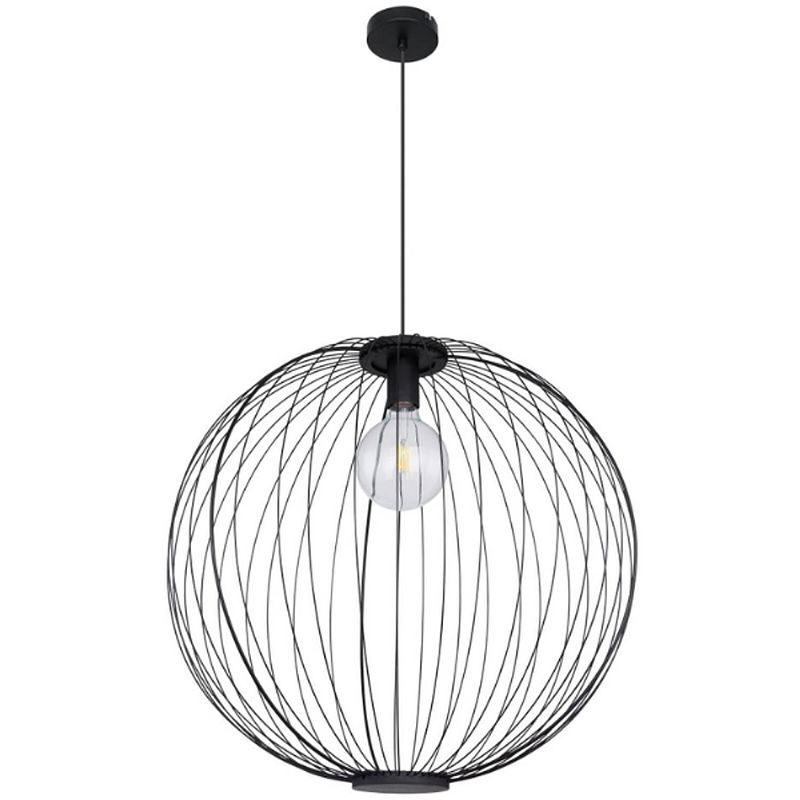 Foto van Industriële hanglamp roza - l:60cm - e27 - metaal - zwart