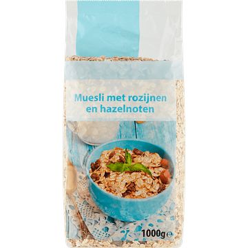 Foto van Molensteen kwaliteit muesli met rozijnen en hazelnoten 1000g bij jumbo