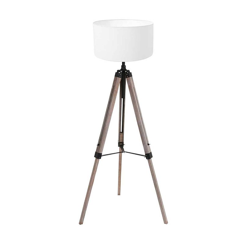 Foto van Mexlite triek vloerlamp - ø 75 cm - e27 (grote fitting) - hout en wit en zwart