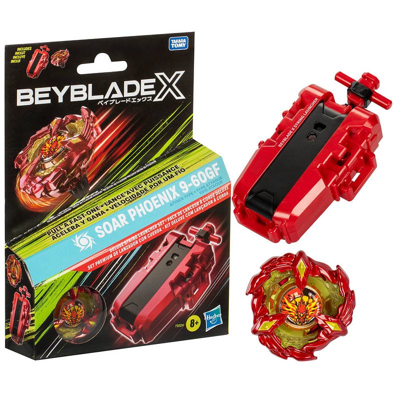 Foto van Beyblade x soar phoenix 9-60gf deluxe string launcher set