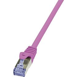 Foto van Logilink cq3099s rj45 netwerkkabel, patchkabel cat 6a s/ftp 10.00 m pink vlambestendig, snagless 1 stuk(s)