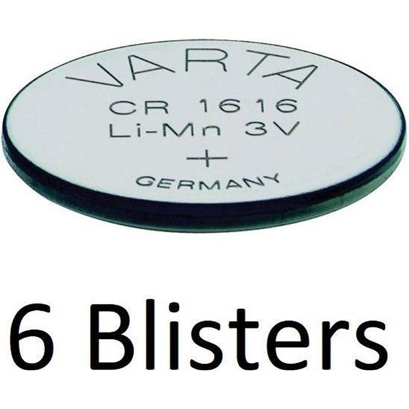 Foto van 6 stuks (6 blisters a 1 st) varta cr1616 wegwerpbatterij lithium