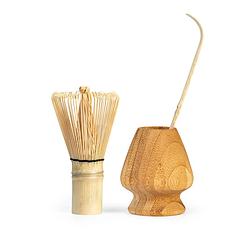 Foto van Oliva'ss - bamboe matcha thee set met klopper/garde (100 borstels/prongs), garde-houder en lepel