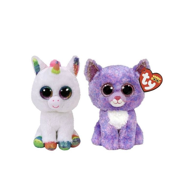 Foto van Ty - knuffel - beanie boo's - pixy unicorn & cassidy cat