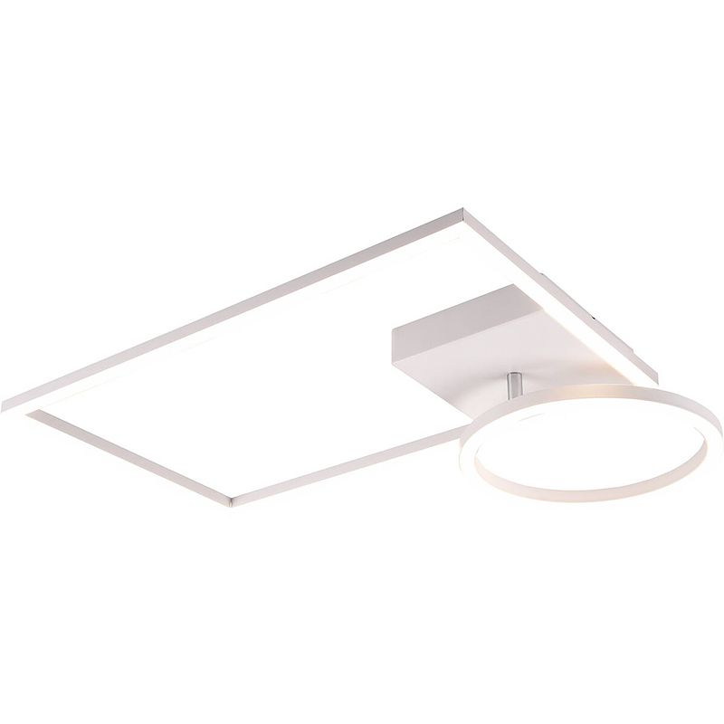 Foto van Led plafondlamp - plafondverlichting - trion viyona - 24w - natuurlijk wit 4000k - dimbaar - rechthoek - mat wit -